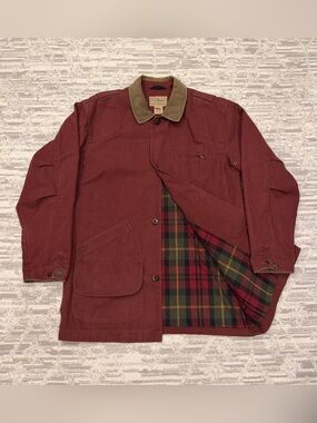 Vintage LL Bean Field Chore Coat Plaid Lined Jacket Men’s Large Tall Corduroy